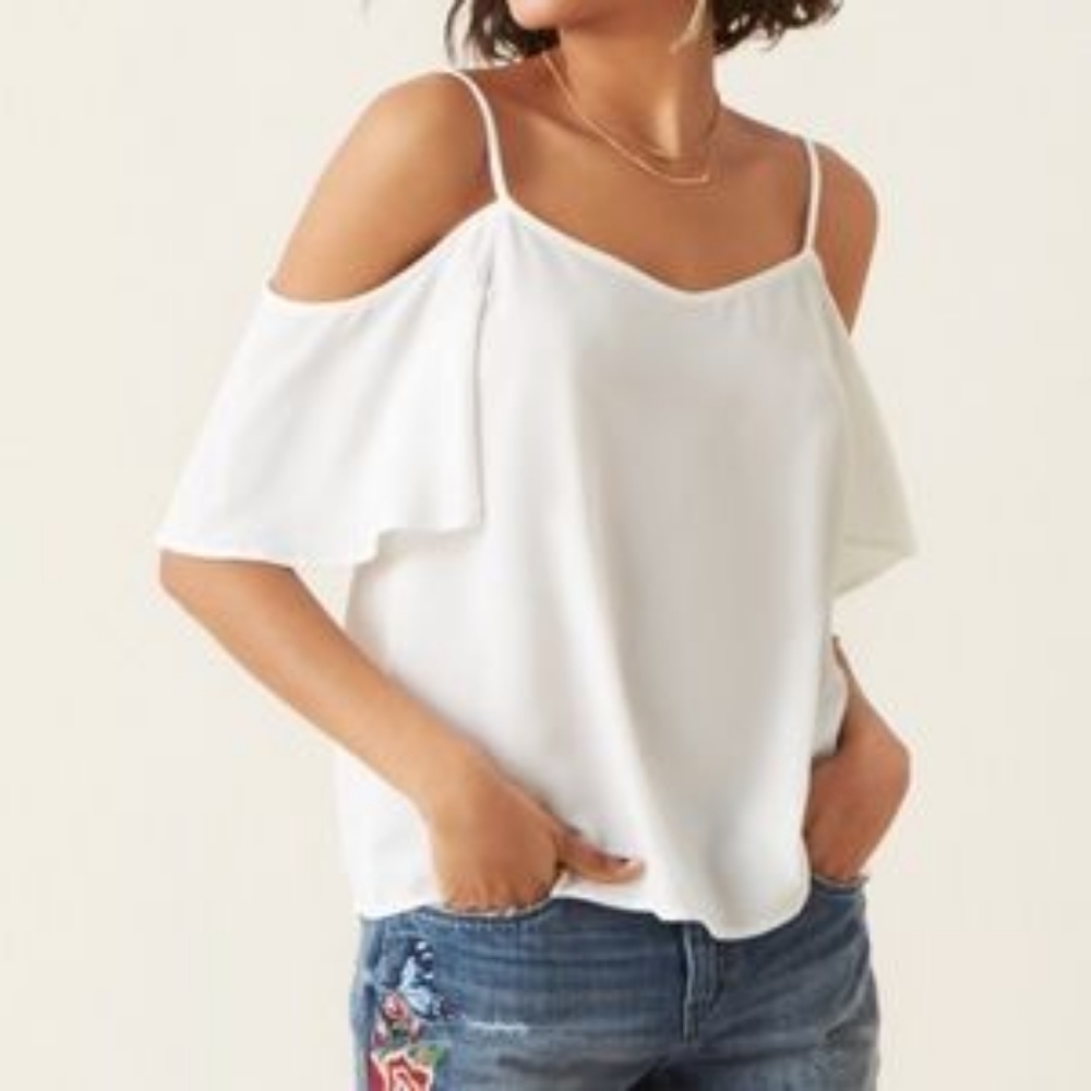 White Cold Shoulder Strappy Blouse